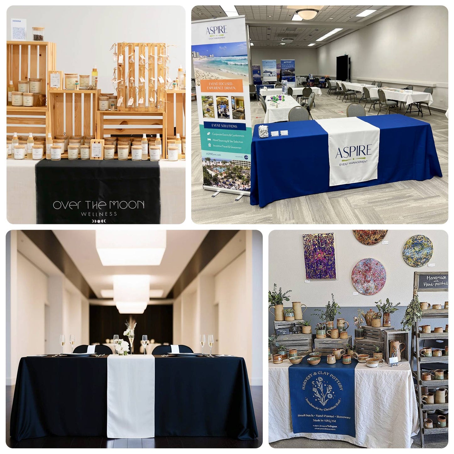 Wide Polyester 24"x72" Table Runner Navy Blue - Durable Trade Show Table Linen