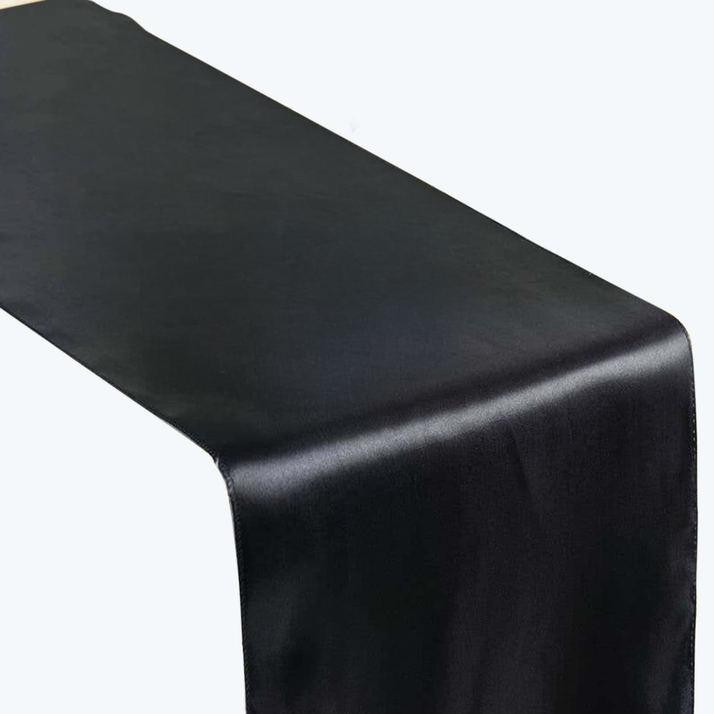 Satin 12"x108" Table Runner Black - Stylish Table Linen for Weddings & Events