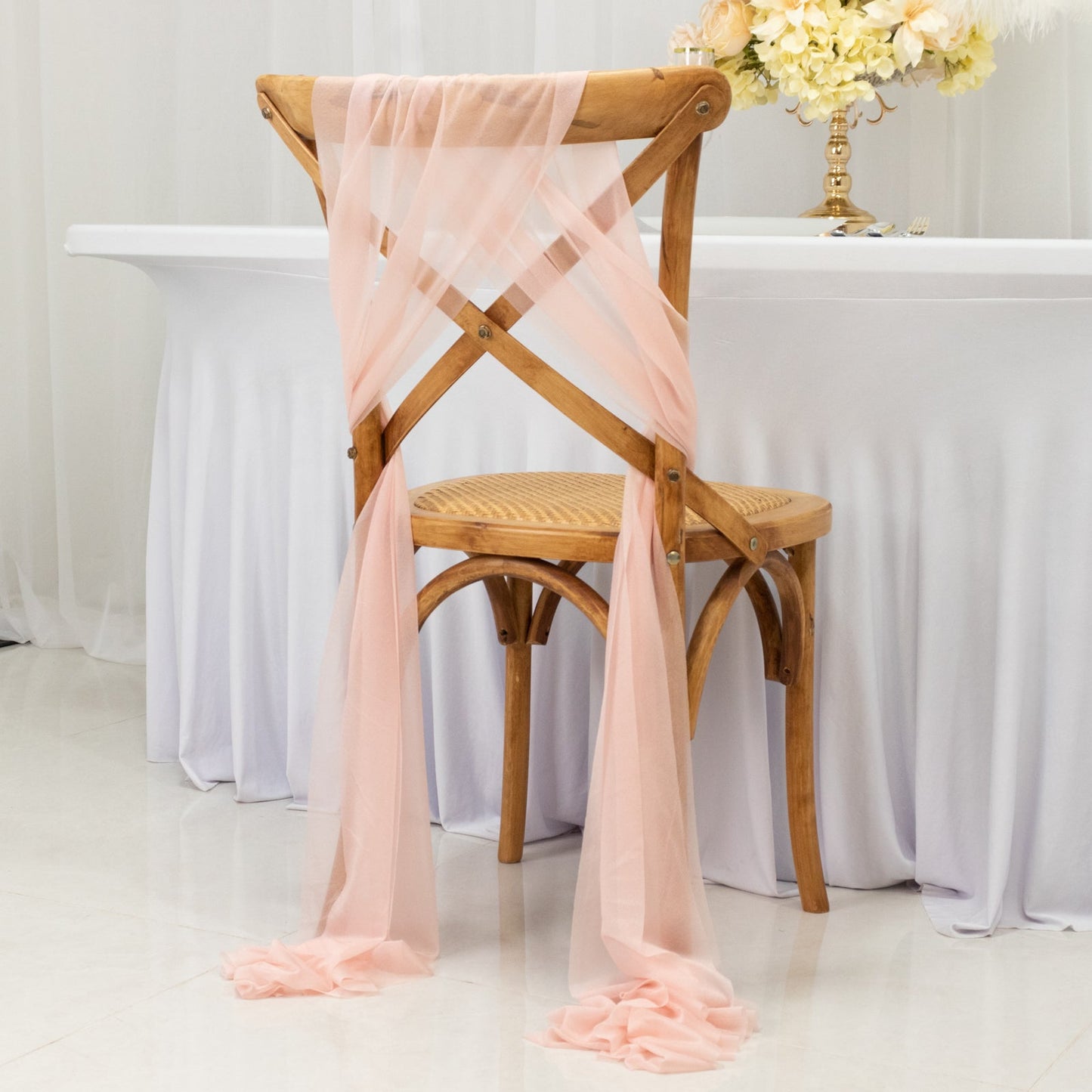 20-Pack Sheer Chair Drape Decor in Blush â€“ 9ft Shimmer Sash, Wrinkle-Free