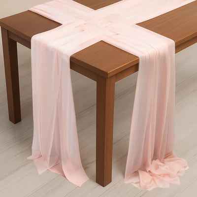 20-Pack 9ft Sheer Table Runners â€“ Blush Shimmer Sheer Drapes, Wrinkle-Free