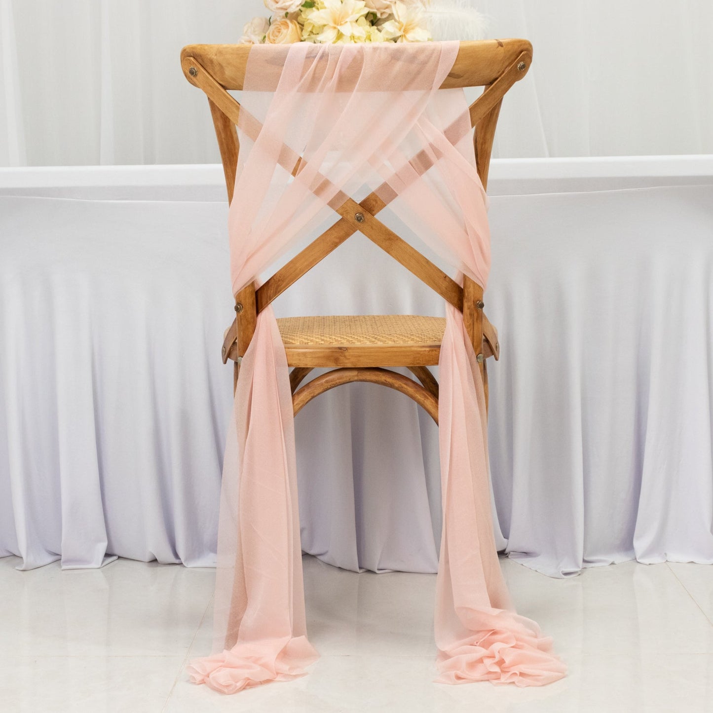 20-Pack Sheer Chair Drape Decor in Blush â€“ 9ft Shimmer Sash, Wrinkle-Free