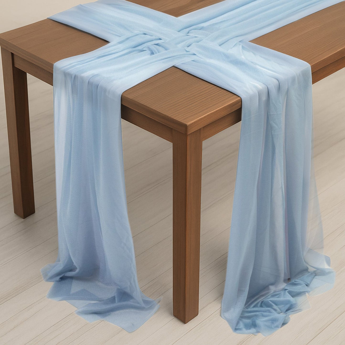 20-Pack 9ft Sheer Table Runners â€“ Dusty Blue Shimmer Sheer Drapes, Wrinkle-Free