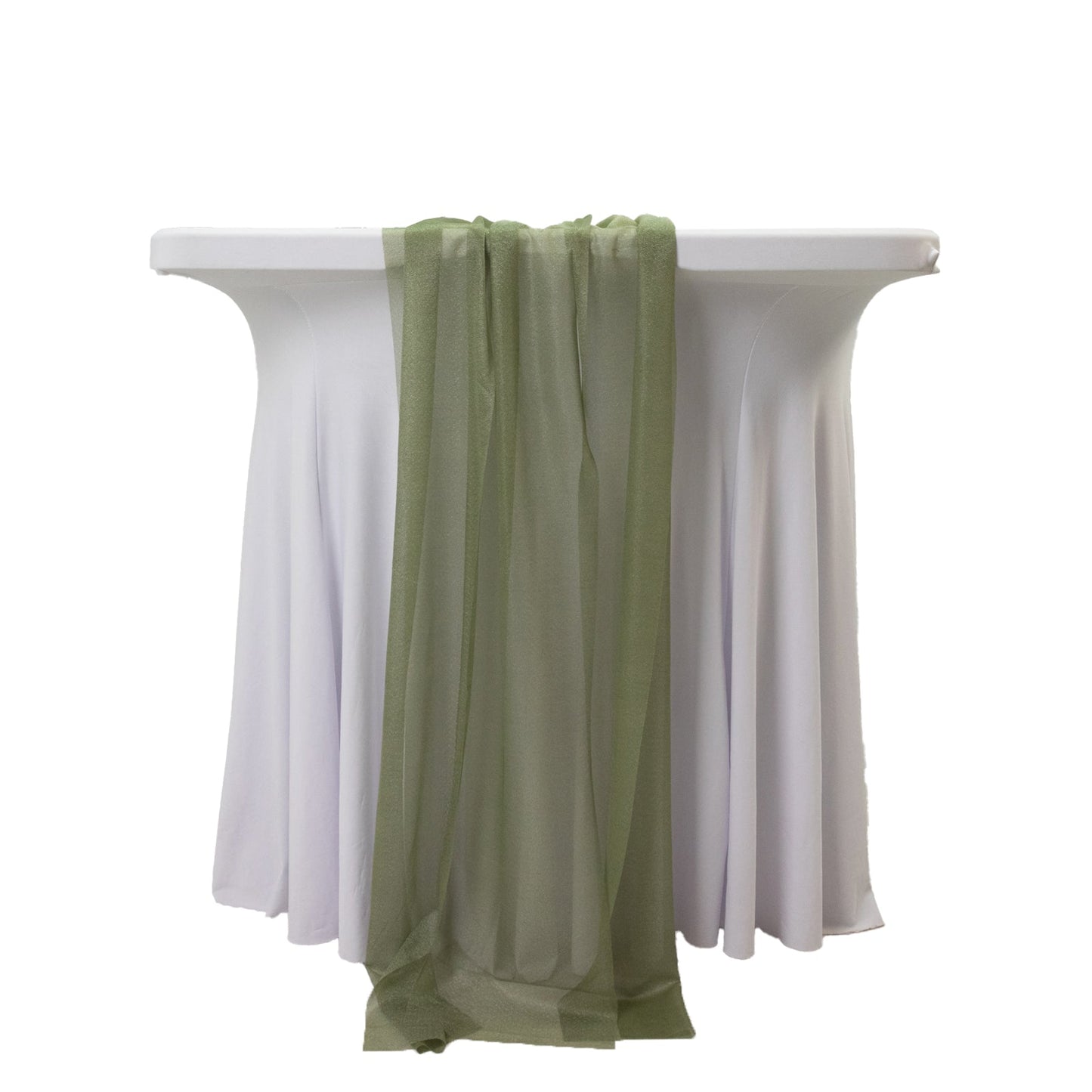 20-Pack 9ft Sheer Table Runners â€“ Dusty Sage Green Shimmer Sheer Drapes, Wrinkle-Free