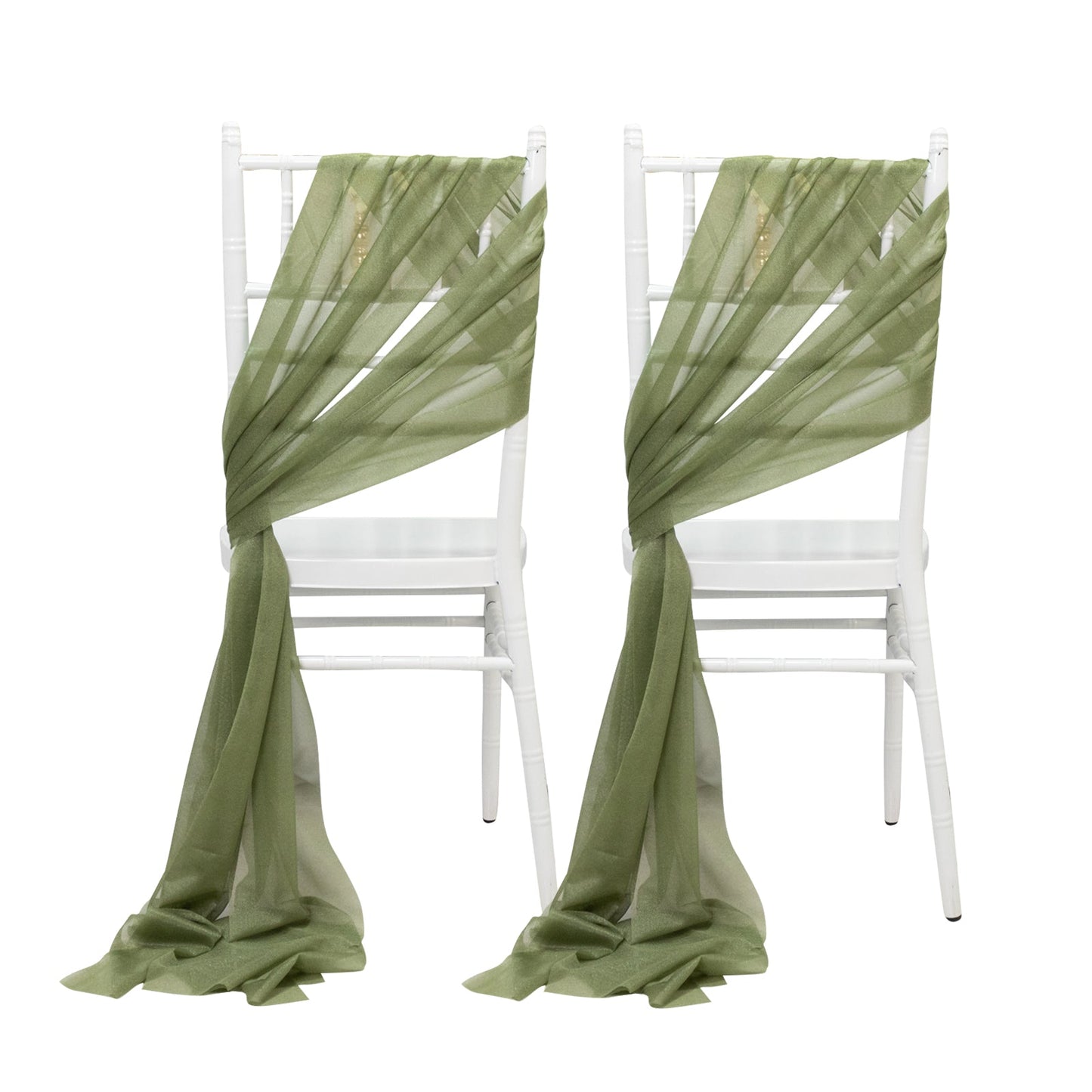20-Pack Sheer Chair Drape Decor in Dusty Sage Green â€“ 9ft Shimmer Sash, Wrinkle-Free