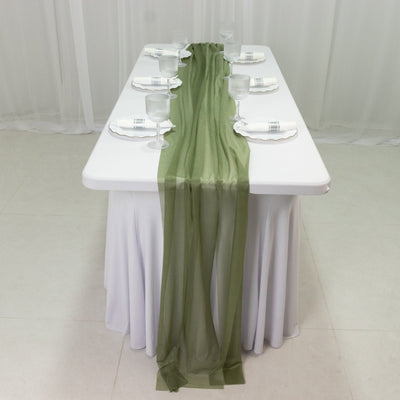 20-Pack 9ft Sheer Table Runners â€“ Dusty Sage Green Shimmer Sheer Drapes, Wrinkle-Free