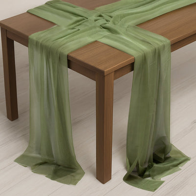 20-Pack 9ft Sheer Table Runners â€“ Dusty Sage Green Shimmer Sheer Drapes, Wrinkle-Free