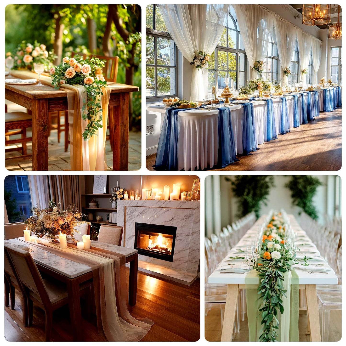 20-Pack 9ft Sheer Table Runners â€“ Champagne/Gold Shimmer Sheer Drapes, Wrinkle-Free