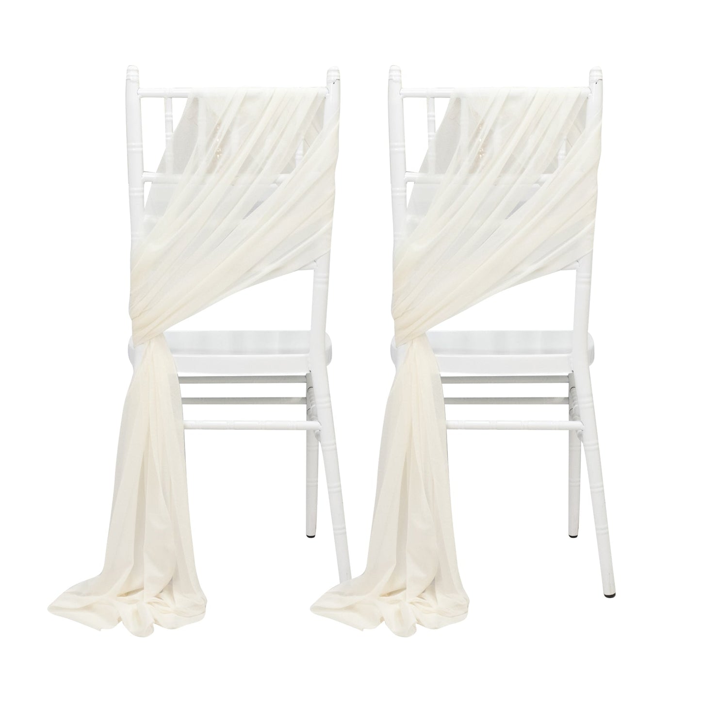 20-Pack Sheer Chair Drape Decor in Ivory â€“ 9ft Shimmer Sash, Wrinkle-Free
