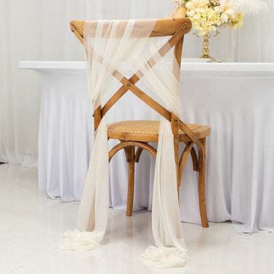 20-Pack Sheer Chair Drape Decor in Ivory â€“ 9ft Shimmer Sash, Wrinkle-Free