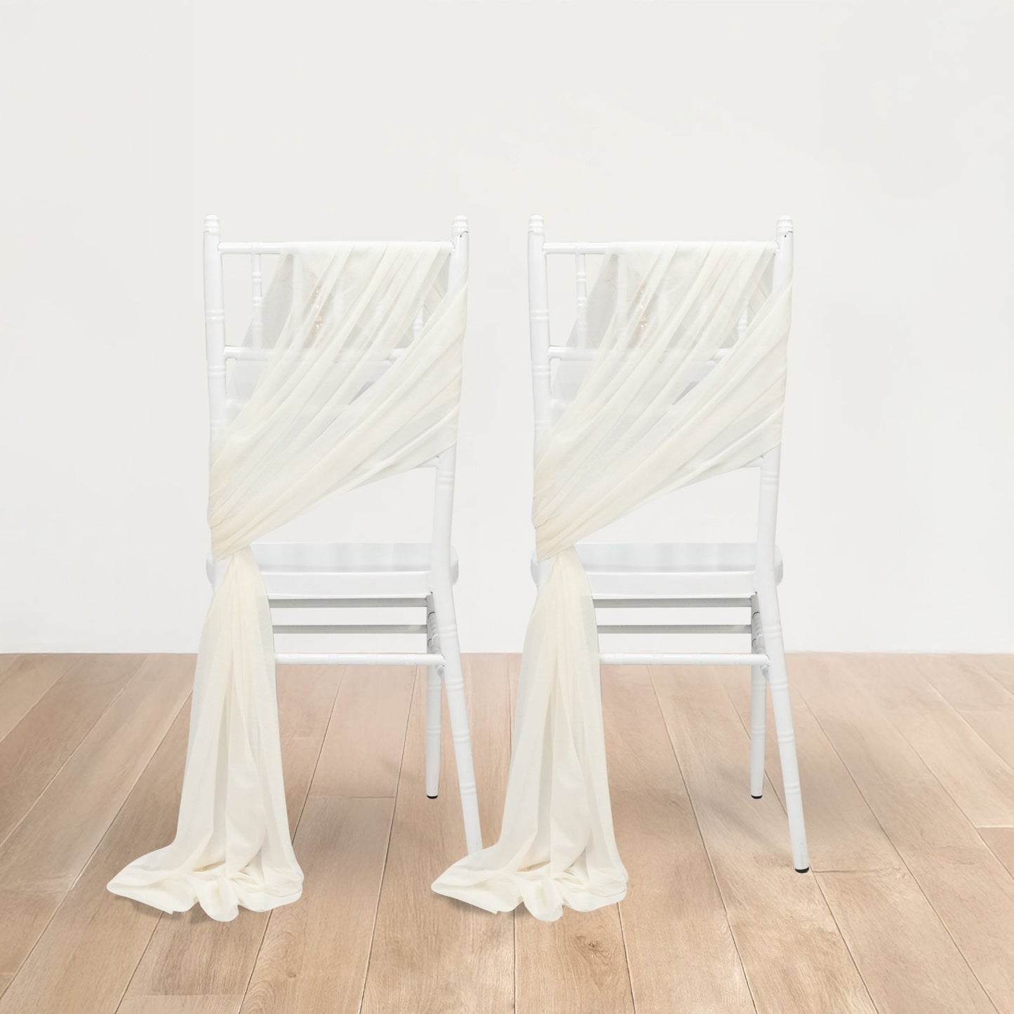 20-Pack Sheer Chair Drape Decor in Ivory â€“ 9ft Shimmer Sash, Wrinkle-Free