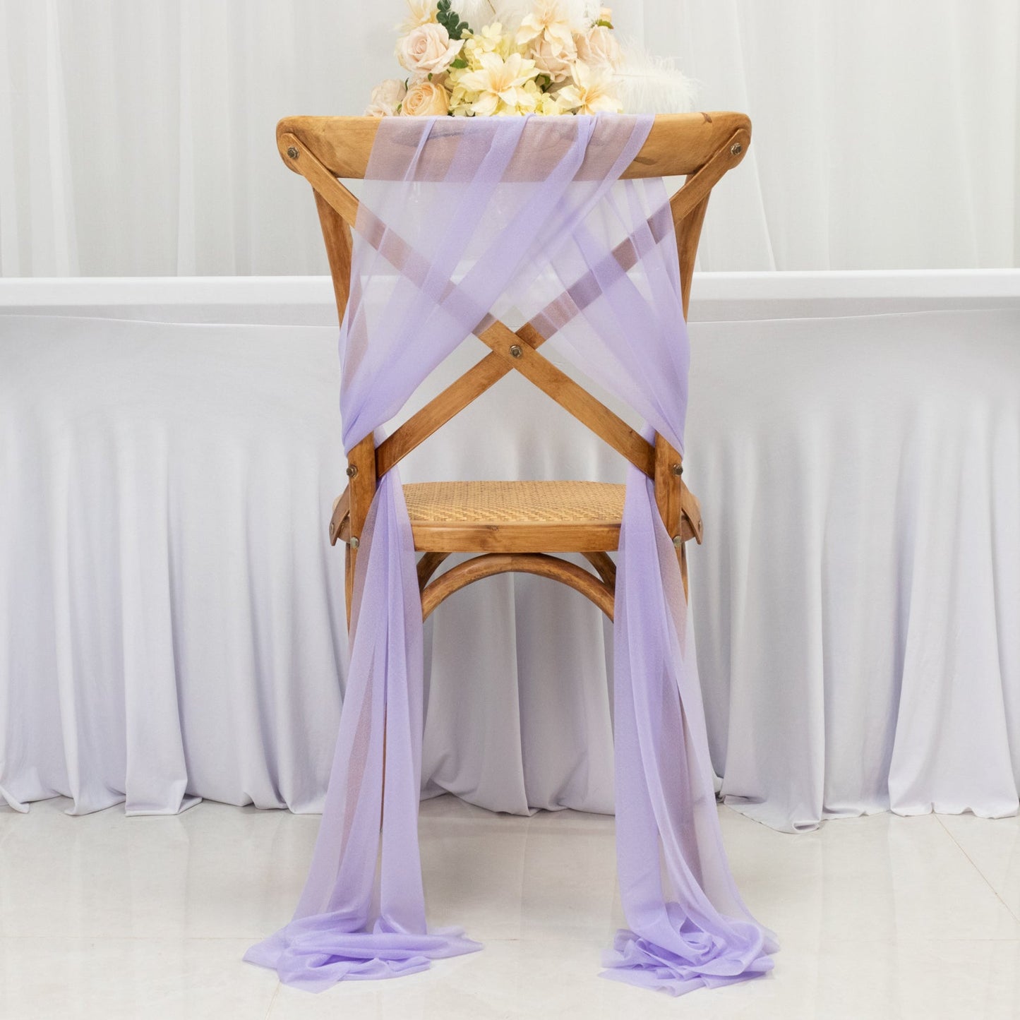 20-Pack Sheer Chair Drape Decor in Lavender Lilac â€“ 9ft Shimmer Sash, Wrinkle-Free