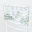 5 Pack Wide Spandex Chair Sashes in White Dusty Sage Green French Toile â€“ Stylish Ruffled Chair Bands - 8"x13"