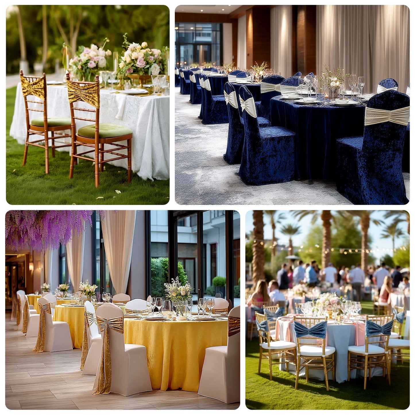 5 Pack Crushed Velvet Chair Bands Dusty Blue Wide Ruffle Style - Textured Chair Sashes for Stunning Event Decor - 8"x15"