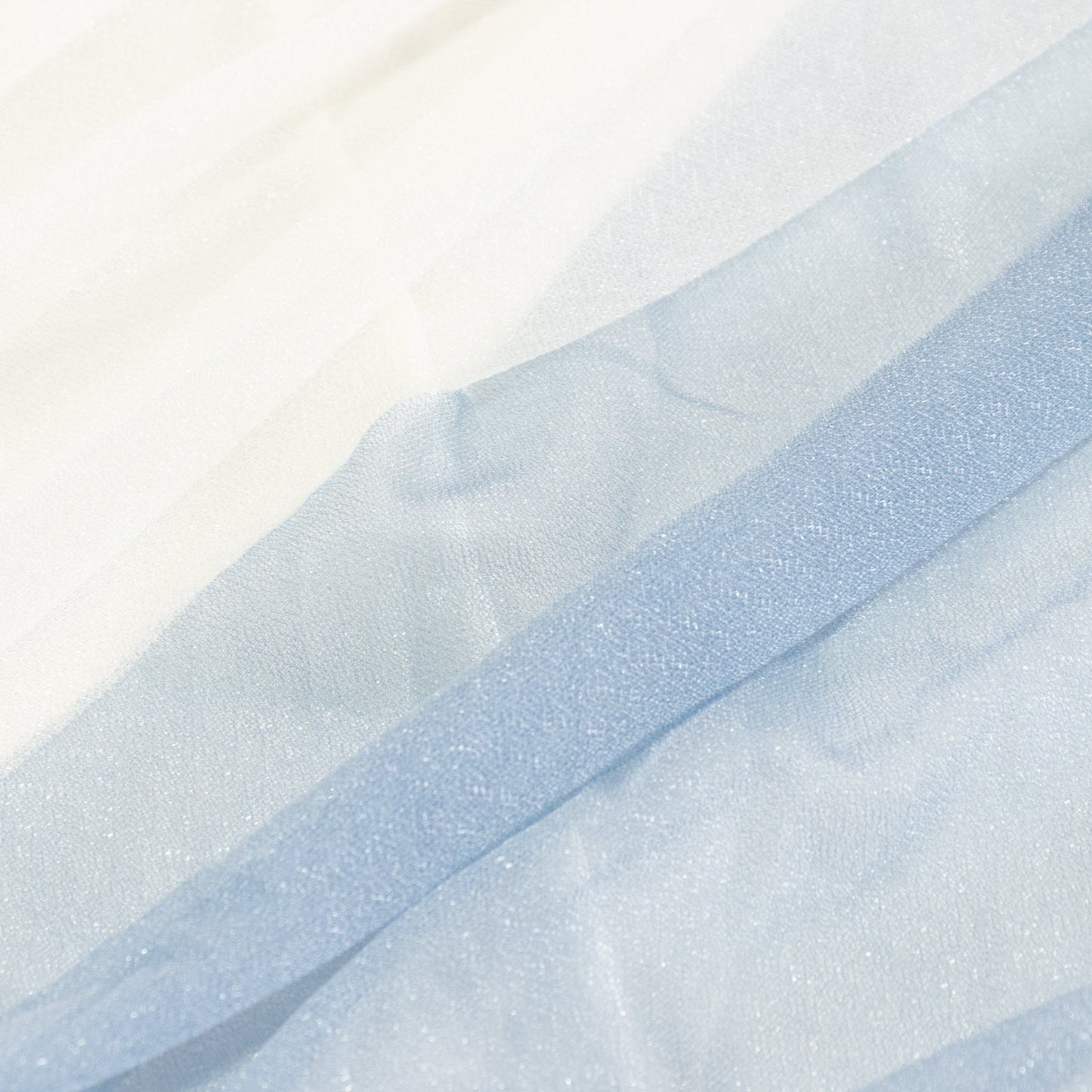 14ft Sheer Pleated Ruffle Skirting Chiffon Table Skirt - Dusty Blue and Ivory, Shimmer Sheer, Wrinkle-Free Fabric