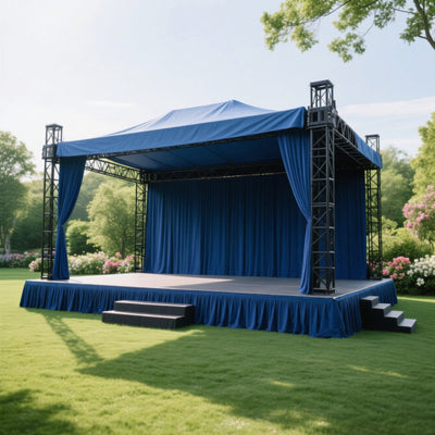 Portable Stage Skirt Royal Blue Polyester Platform Skirting Cloth for Events, Performances & Wedding Staging - 16"x10ft