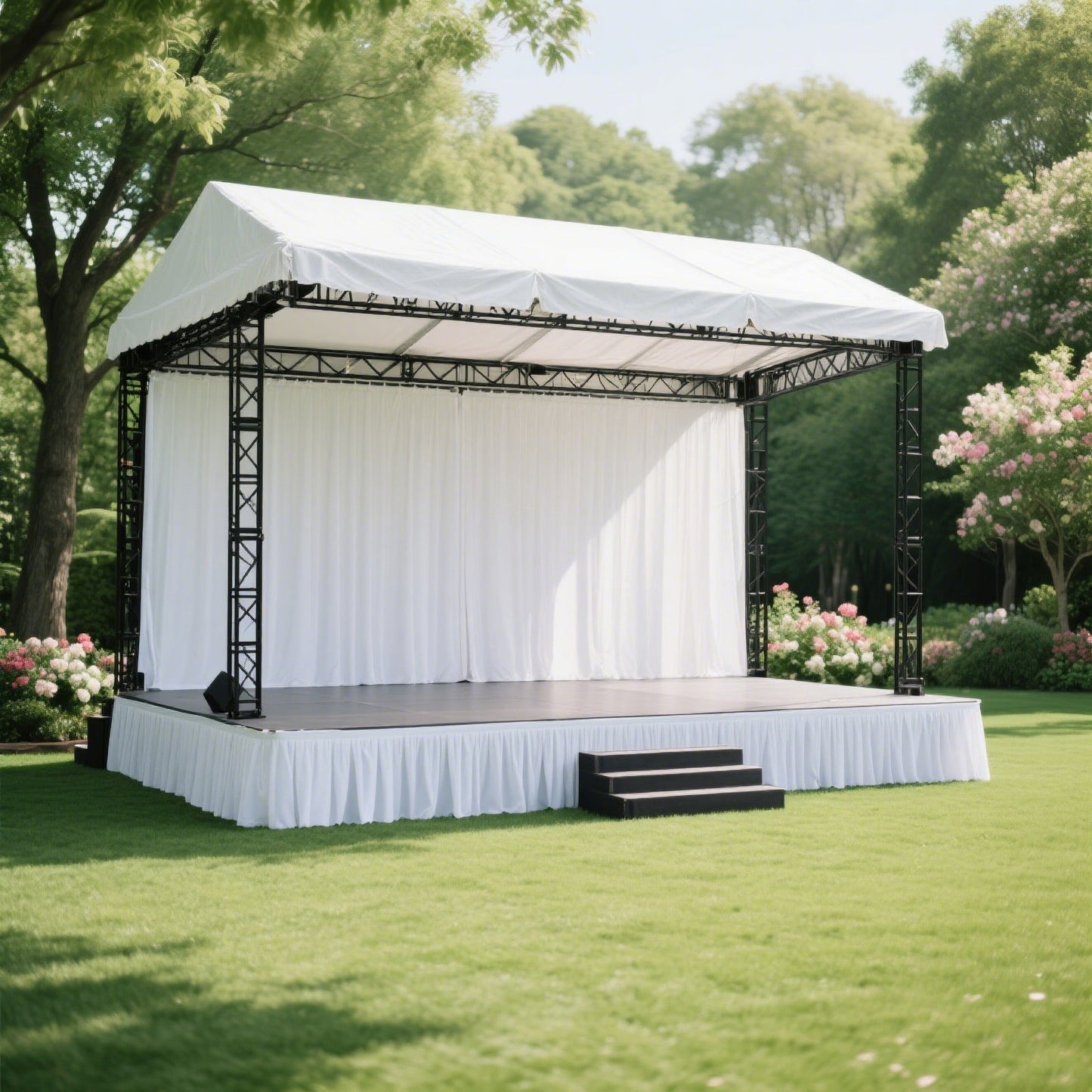 Portable Stage Skirt White Polyester Platform Skirting Cloth for Events, Performances & Wedding Staging - 16"x10ft