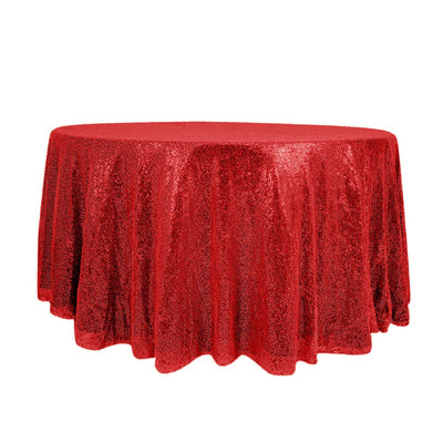 Sequin 120" Round Tablecloth Red - Seamless Glittering Table Cover