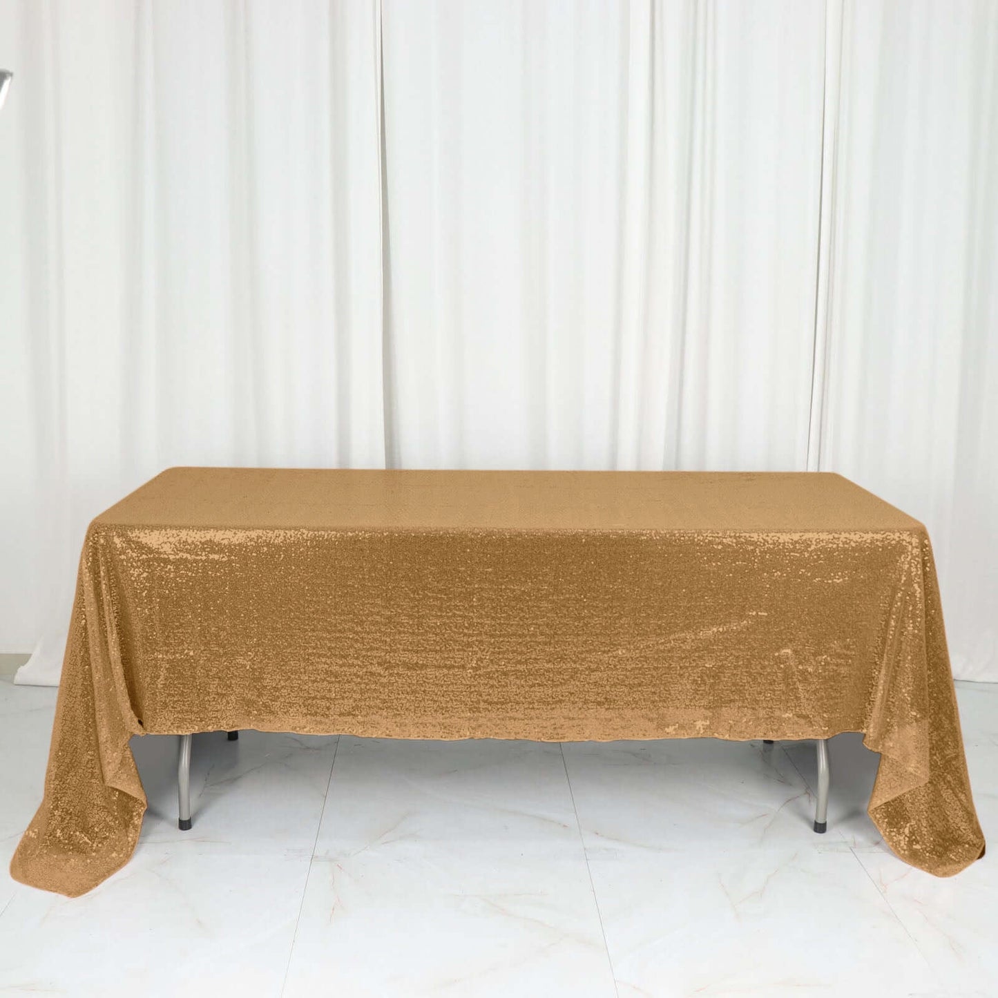 Sequin 60"x126" Rectangle Tablecloth Gold - Glittering Finish for Vibrant Celebrations