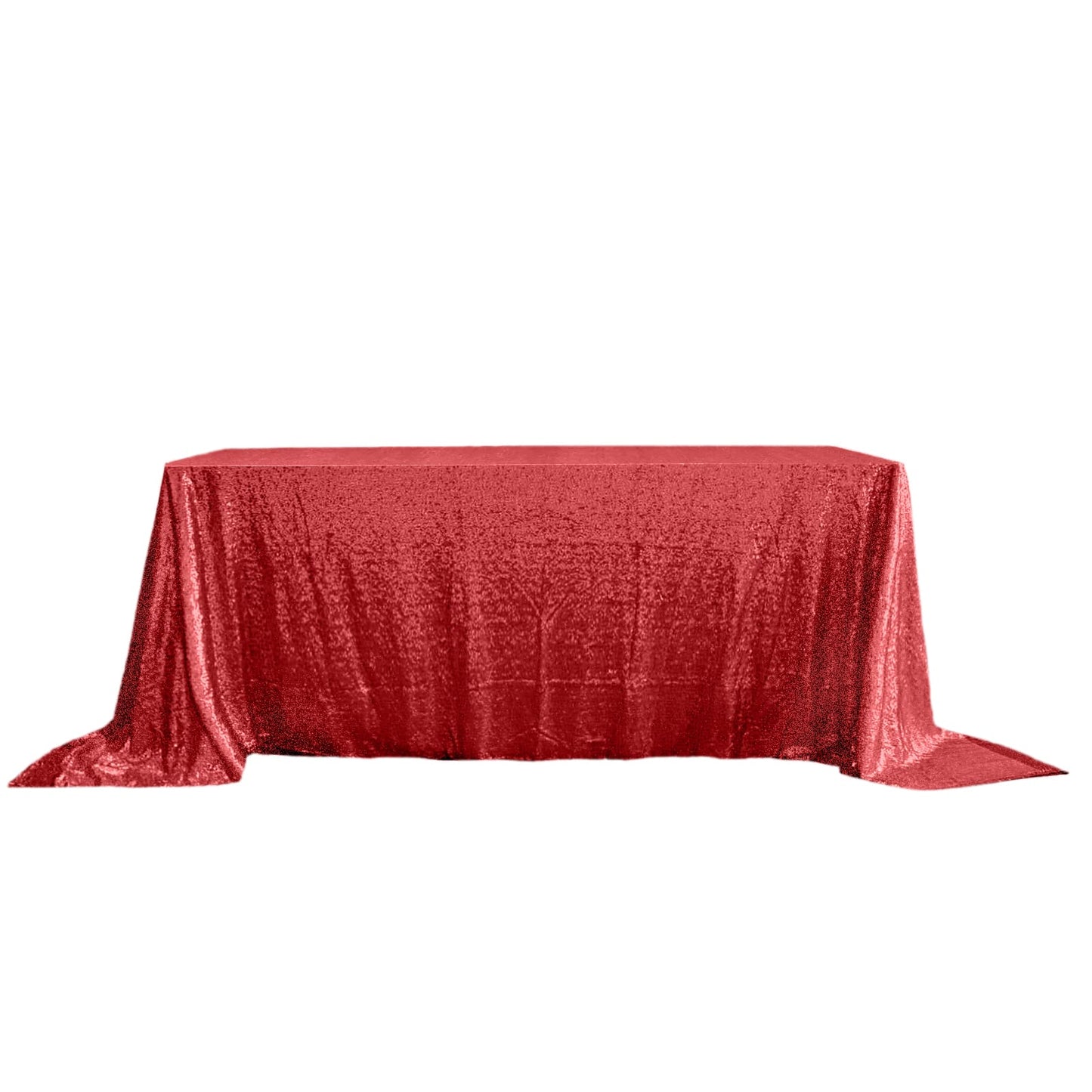 Sequin 90"x132" Rectangle Tablecloth Red - Seamless Sparkly Table Cover