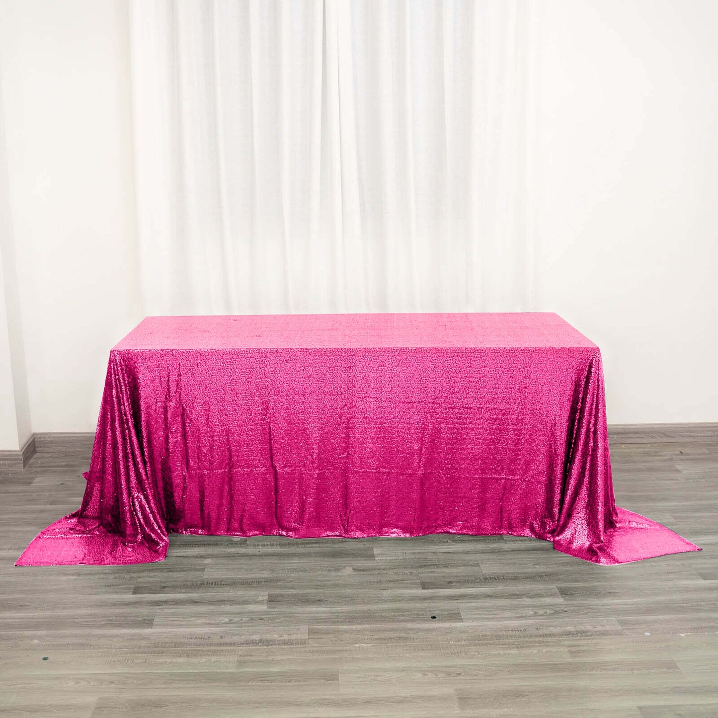 Sequin 90"x132" Rectangle Tablecloth Fuchsia - Seamless Sparkly Table Cover