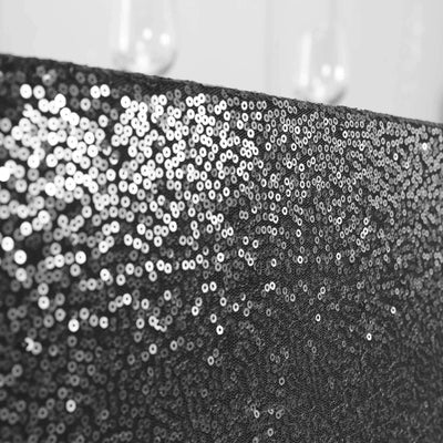 Sequin 90"x156" Rectangle Tablecloth Black - Seamless Twinkling Table Cover