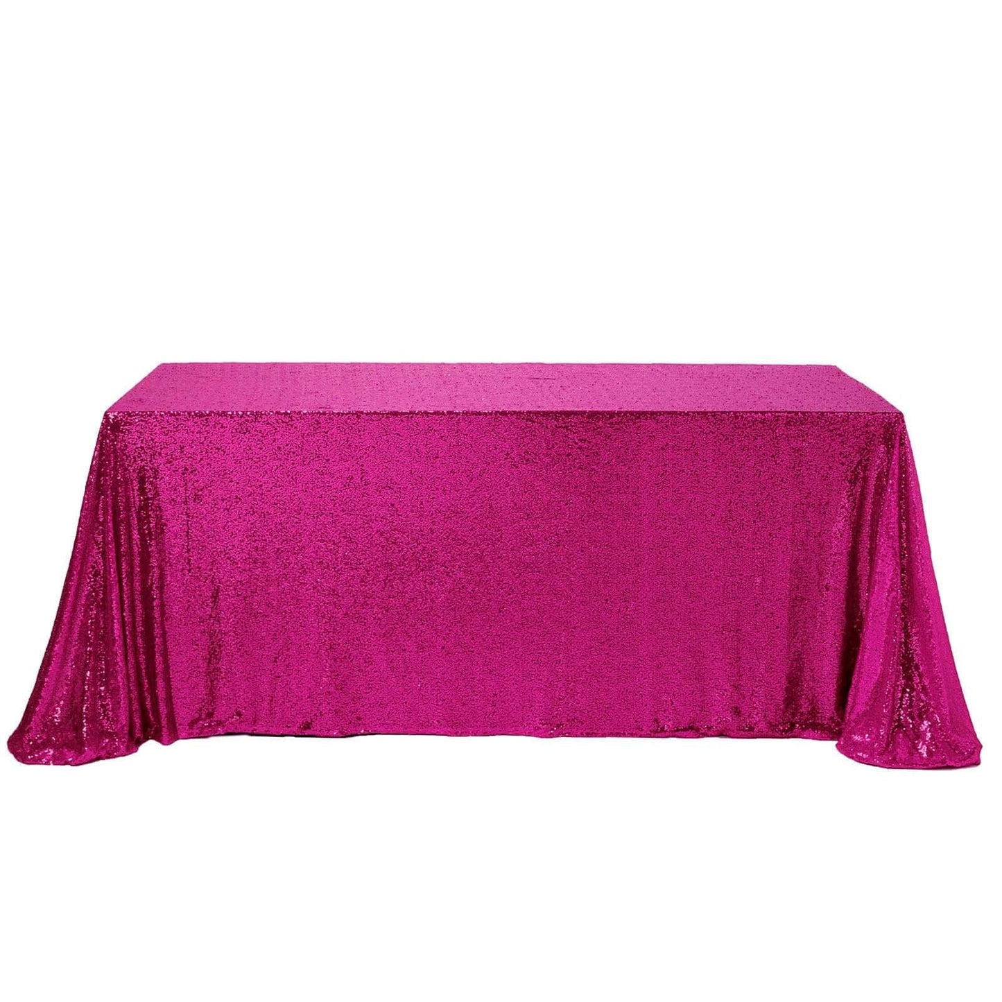 Sequin 90"x156" Rectangle Tablecloth Fuchsia - Seamless Twinkling Table Cover