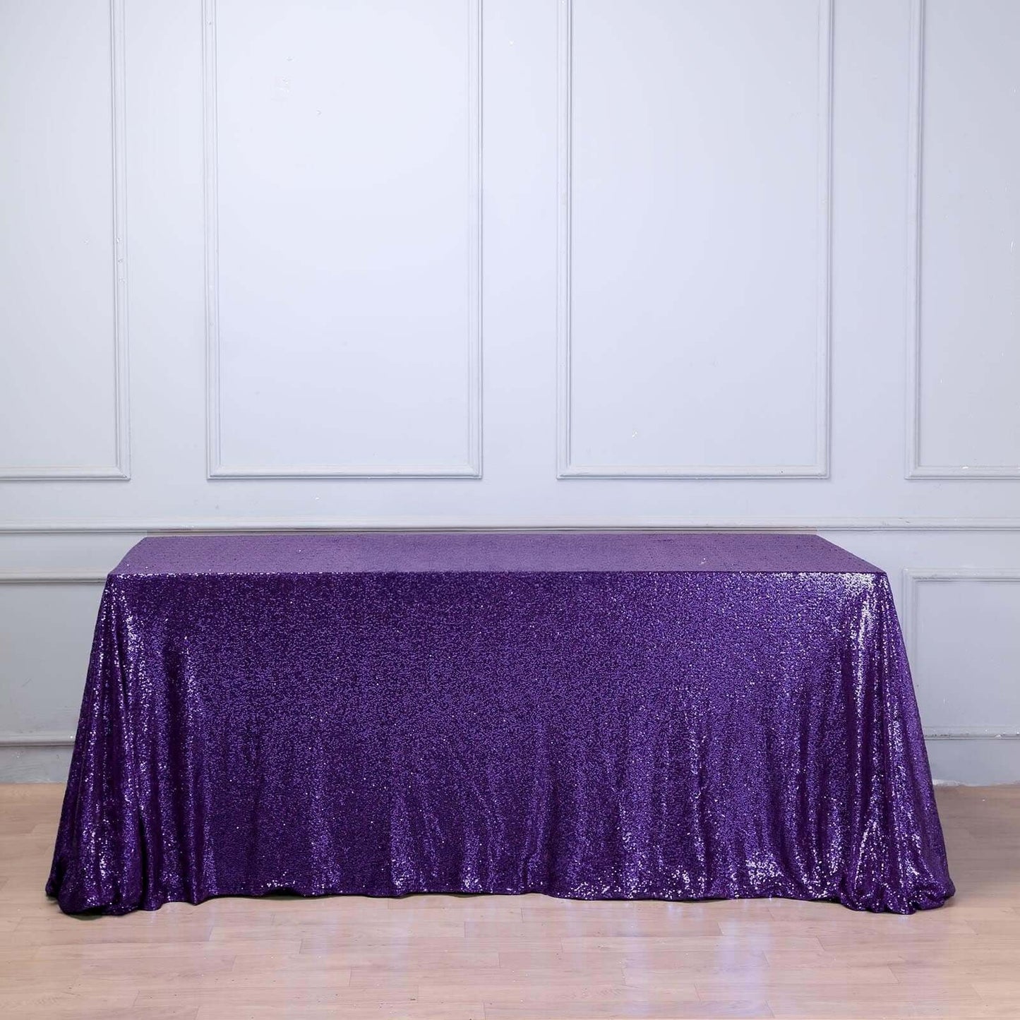 Sequin 90"x156" Rectangle Tablecloth Purple - Seamless Twinkling Table Cover