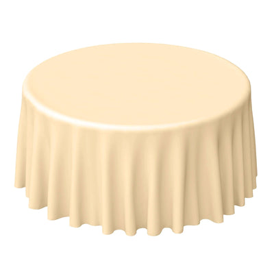 Polyester 120" Round Tablecloth Beige - Seamless Wrinkle-Resistant Table Cover