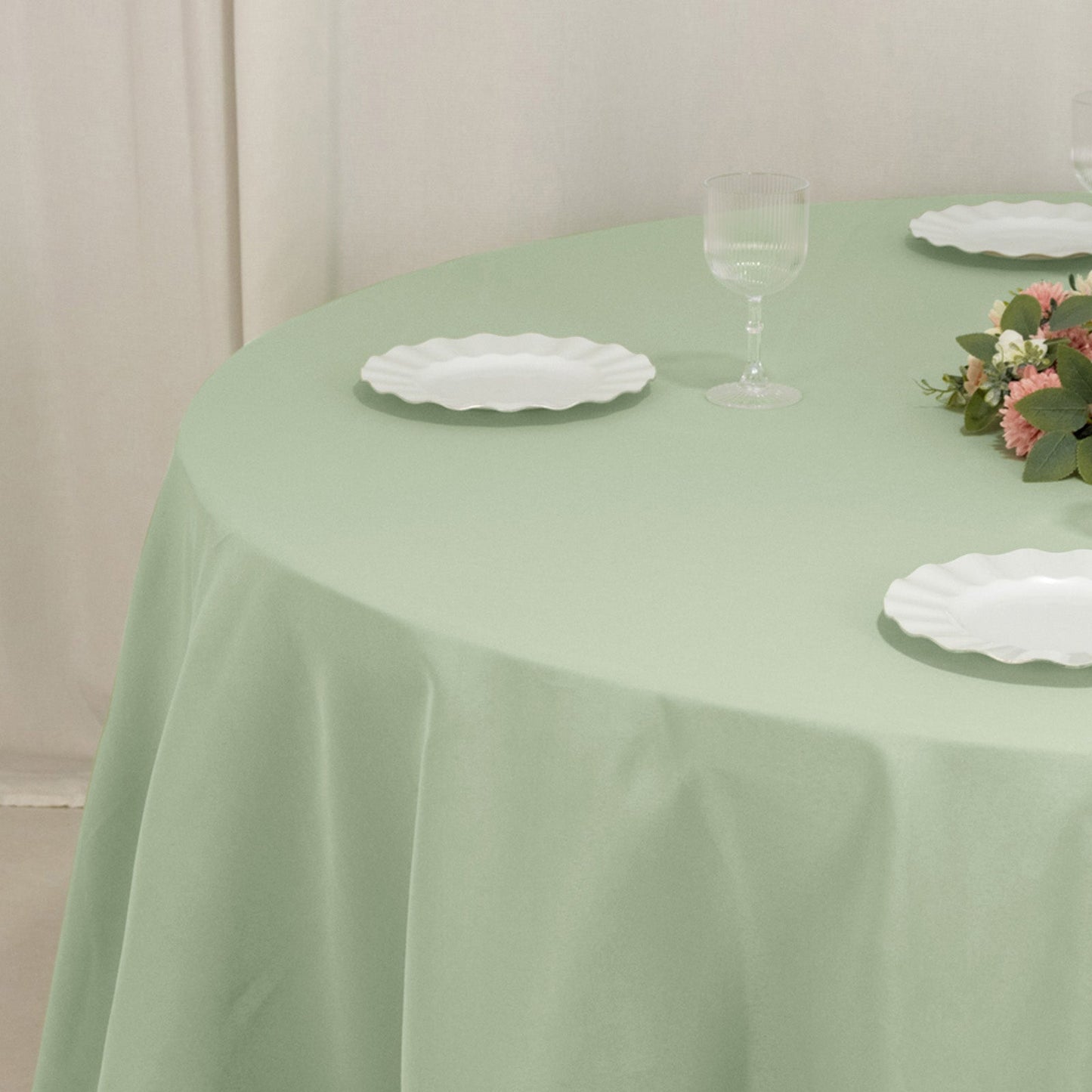Premium Polyester 120" Round Tablecloth Sage Green - Seamless 220GSM Wrinkle-Resistant Table Cover