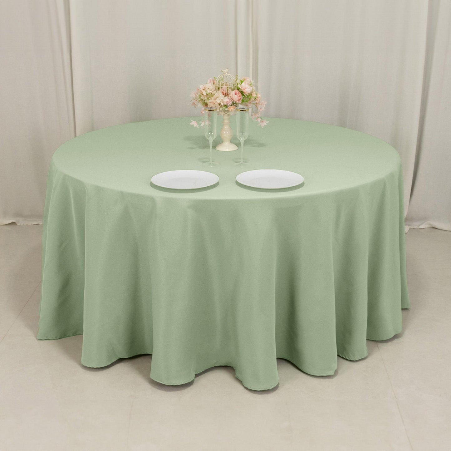Premium Polyester 120" Round Tablecloth Sage Green - Seamless 220GSM Wrinkle-Resistant Table Cover