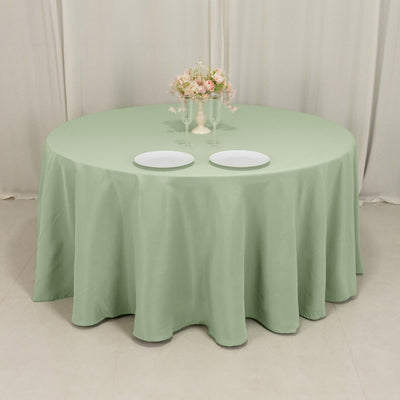 Premium Polyester 120" Round Tablecloth Sage Green - Seamless 220GSM Wrinkle-Resistant Table Cover