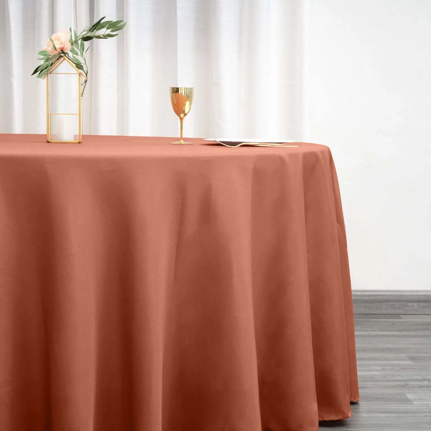 Polyester 120" Round Tablecloth Terracotta (Rust) - Seamless Wrinkle-Resistant Table Cover