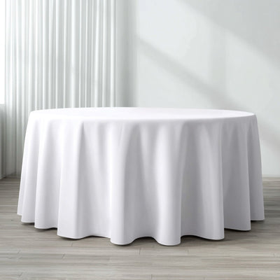 Polyester 120" Round Tablecloth White - Seamless Wrinkle-Resistant Design for Weddings