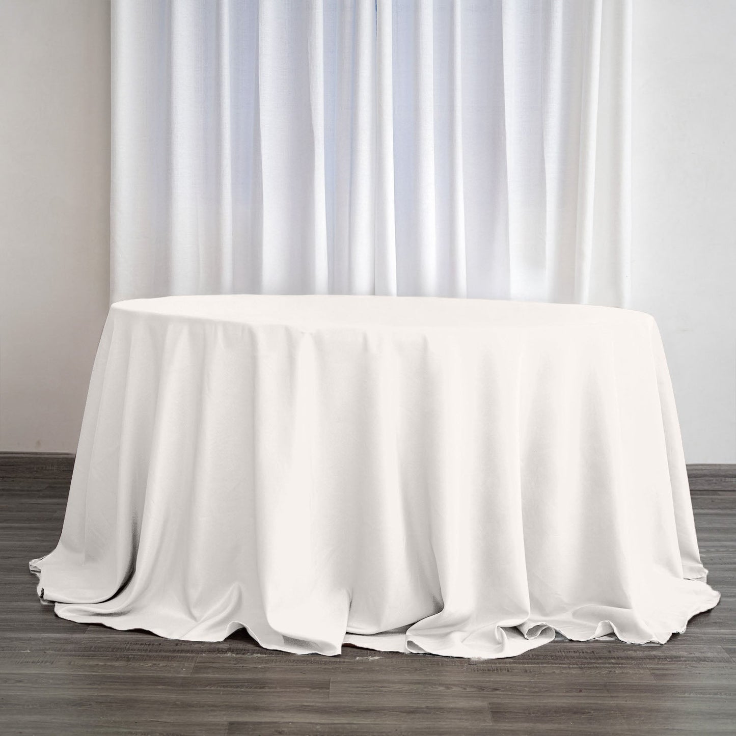 Polyester 132" Round Tablecloth Ivory - Seamless Chic Design Table Cover