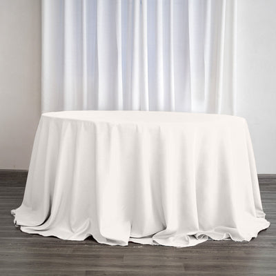 Polyester 132" Round Tablecloth Ivory - Seamless Chic Design Table Cover