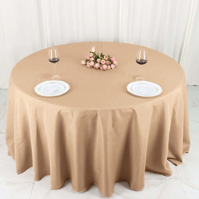 Polyester 132" Round Tablecloth Nude - Seamless Chic Table Cover