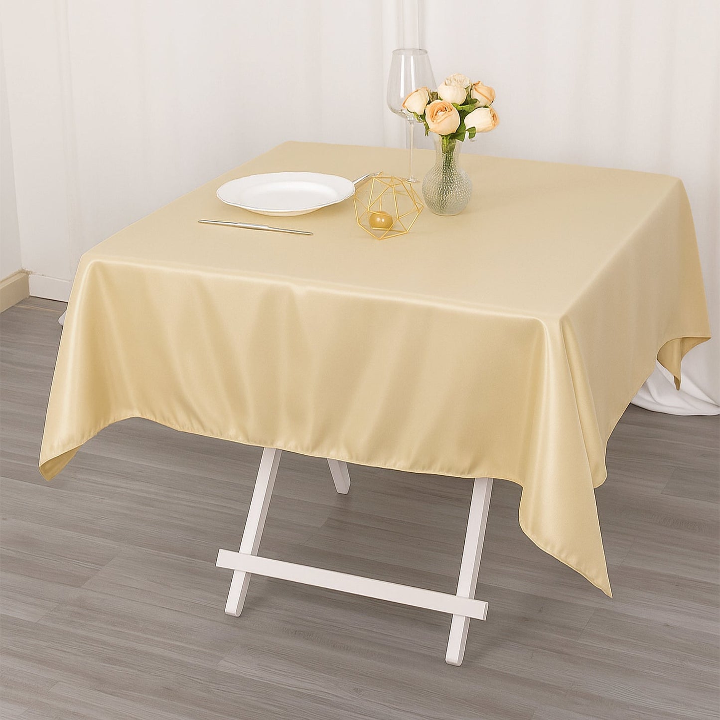 Premium Polyester 54"x54" Square Tablecloth Beige - Stain and Wrinkle-Resistant 220GSM Table Cover