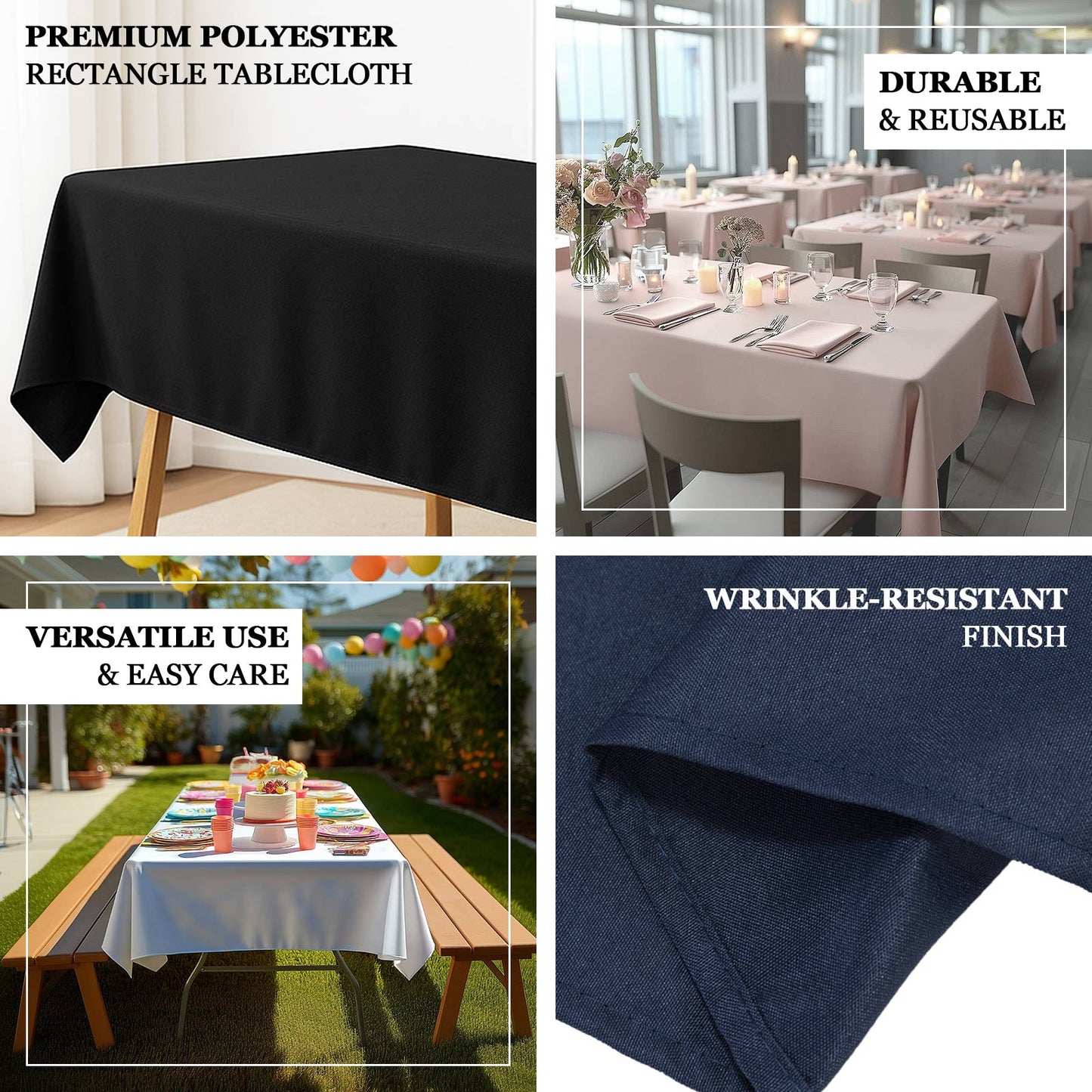 Polyester 54"x96" Rectangle Tablecloth Red - Wrinkle-Resistant & Easy-to-Care Table Cover