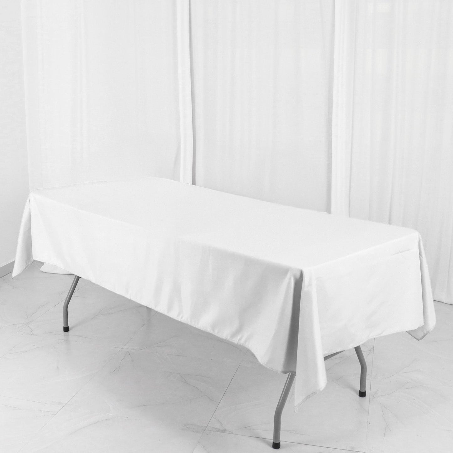 Polyester 54"x96" Rectangle Tablecloth White - Wrinkle-Resistant & Easy-to-Care Table Cover for Weddings & Events