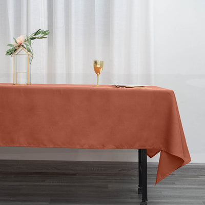Polyester 60"x102" Rectangle Tablecloth Terracotta (Rust) - Durable Table Cover