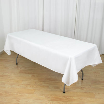 Premium Polyester 60"x102" Rectangle Tablecloth White - Durable 220GSM Wrinkle-Resistant Design Table Cover for Weddings & Events