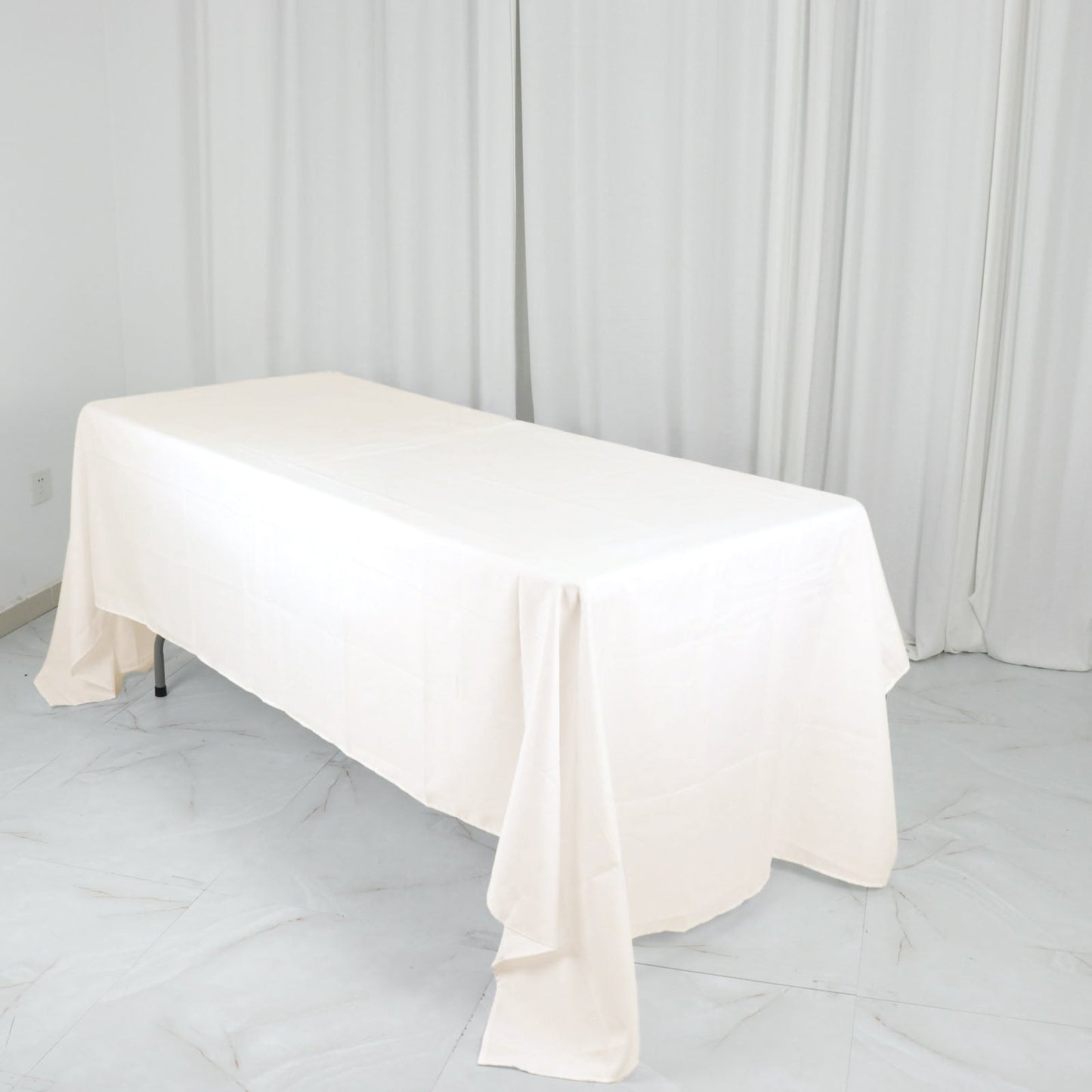 Polyester 60"x126" Rectangle Tablecloth Ivory - Wrinkle-Resistant Design Table Cover