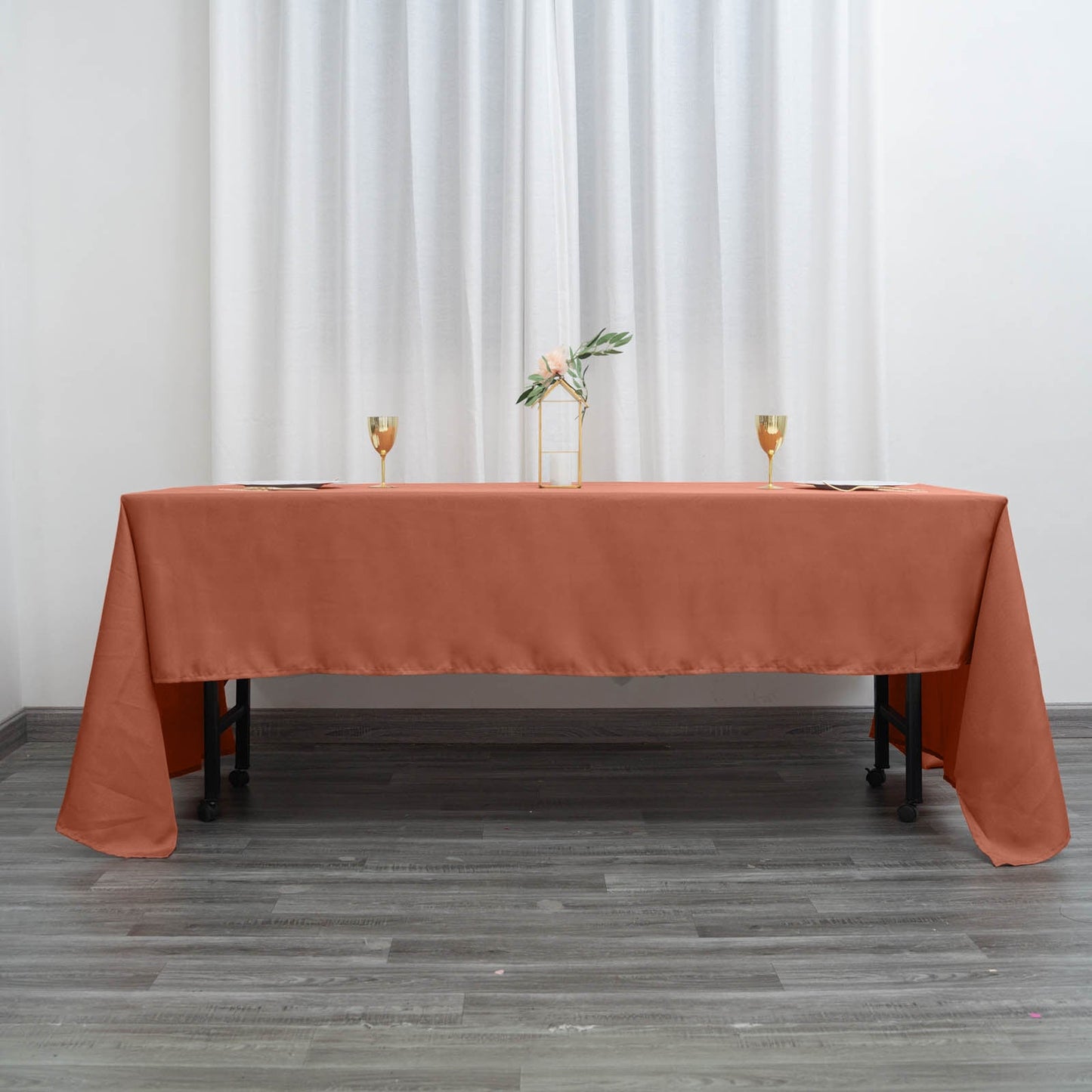 Polyester 60"x126" Rectangle Tablecloth Terracotta (Rust) - Wrinkle-Resistant Table Cover
