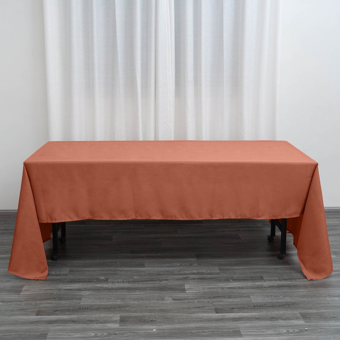 Polyester 60"x126" Rectangle Tablecloth Terracotta (Rust) - Wrinkle-Resistant Table Cover