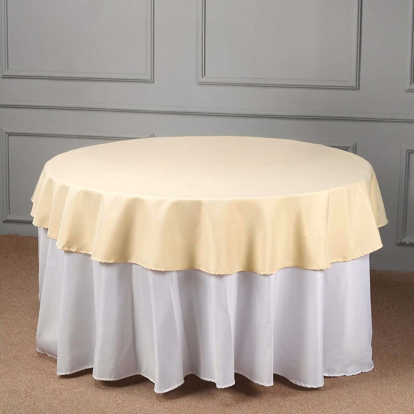 Polyester 70" Round Tablecloth Beige - Durable & Wrinkle-Resistant Table Cover