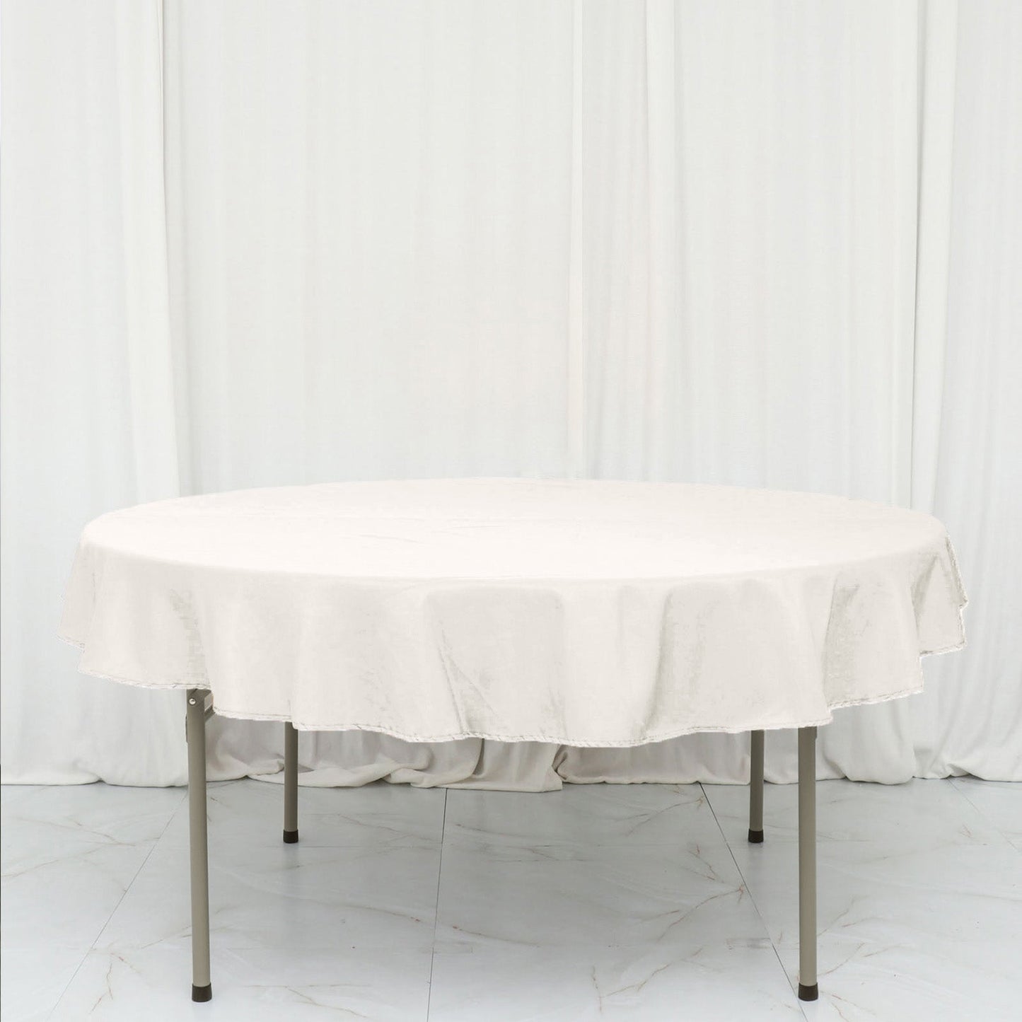 Polyester 70" Round Tablecloth Ivory - Durable & Wrinkle-Resistant Table Cover