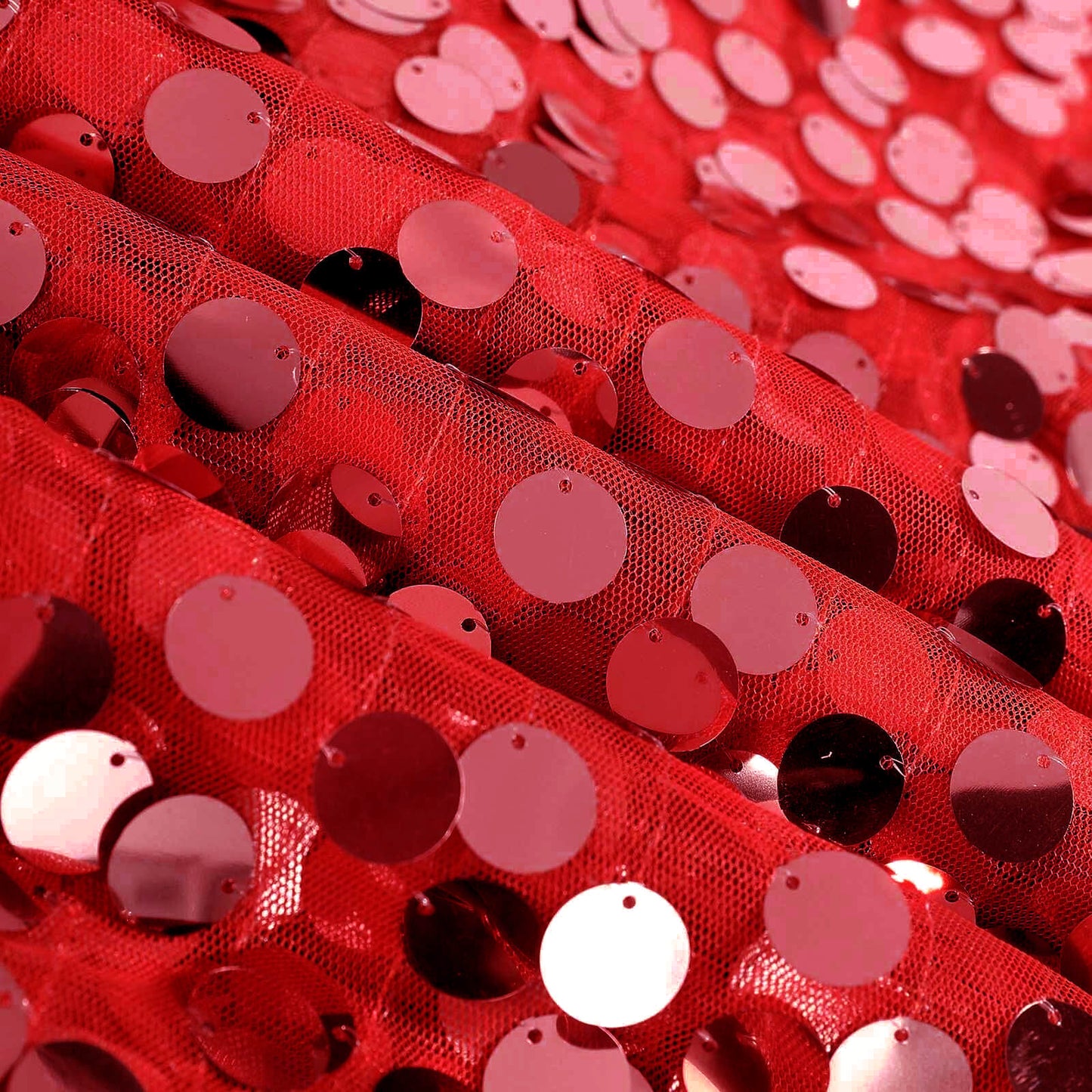 Sequin 132" Round Tablecloth Red - Big Payette Table Cover