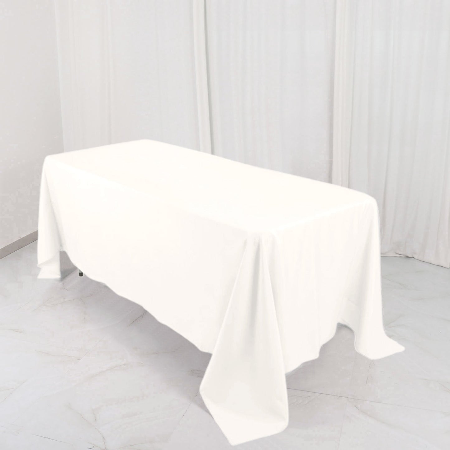 Premium Polyester 72"x120" Rectangle Tablecloth Ivory - 220GSM Stain-Resistant Table Cover