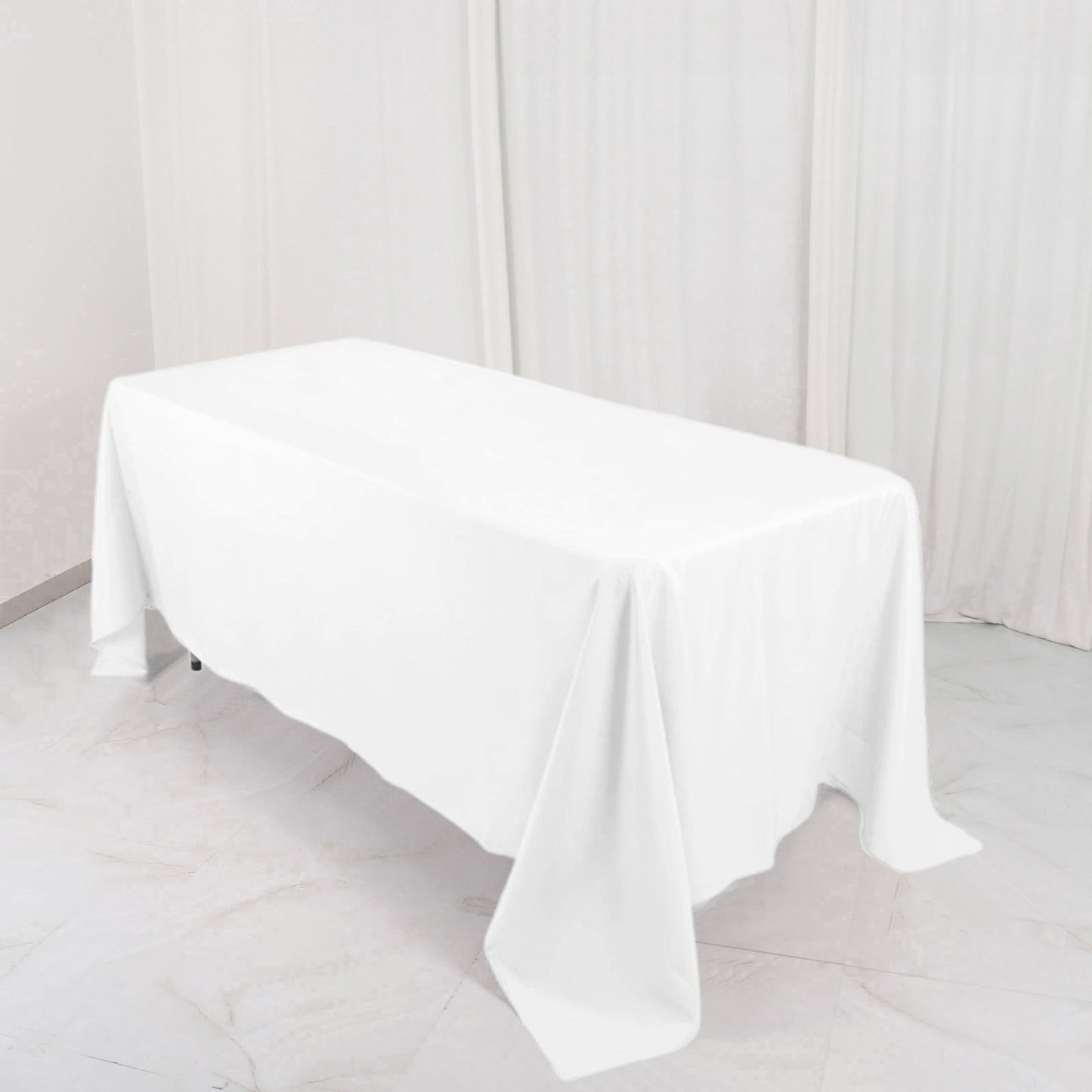 Premium Polyester 72"x120" Rectangle Tablecloth White - 220GSM Stain-Resistant Table Cover for Weddings & Event Decor