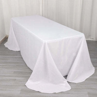 Polyester 90"x132" Rectangle Tablecloth White - Rounded Corners and Seamless Design for Sophisticated Gatherings
